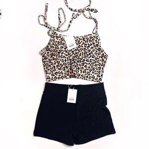 Lime Ricki Leopard Print Top with Black Bottoms